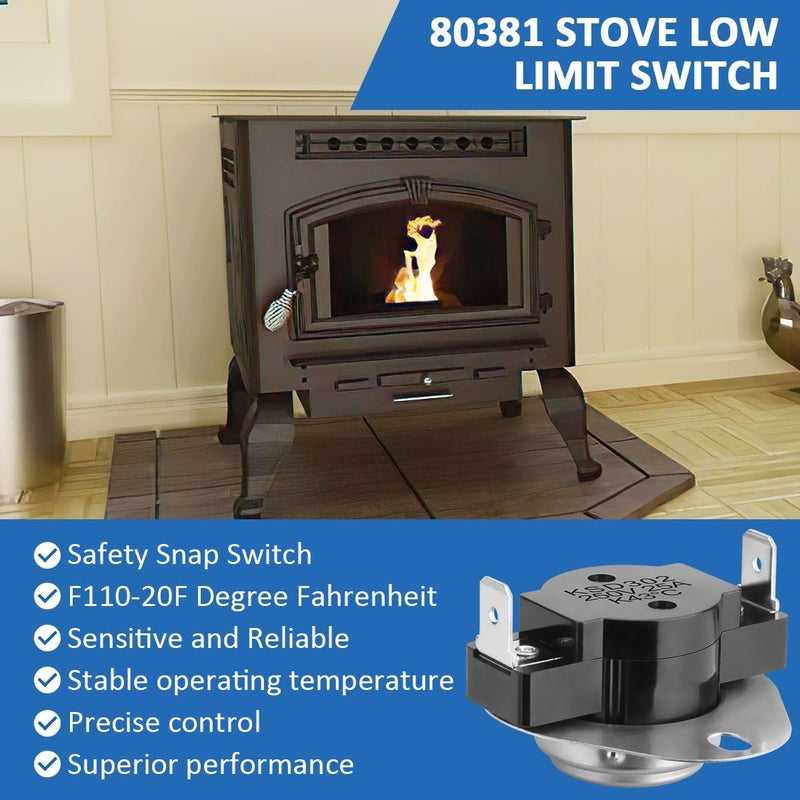 WKZO 80381 Low Limit Switch for US Stove American Harvest Multi-Fuel 6037 6039 6041 6041I,Breckwell SP6000 and Ashley APC1406 Pellet Stoves F110-20F Thermodisc Safety Snap Disc Switch Assembly - Image 4
